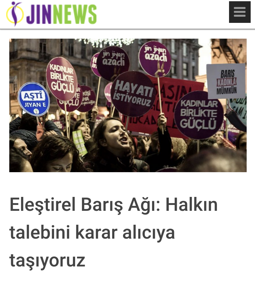 Eleştirel Barış Ağı: Halkın talebini karar alıcıya taşıyoruz. Jin News